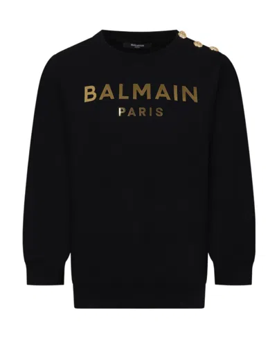BALMAIN BALMAIN KIDS LOGO PRINTED BUTTON-DETAILED SWEATSHIRT