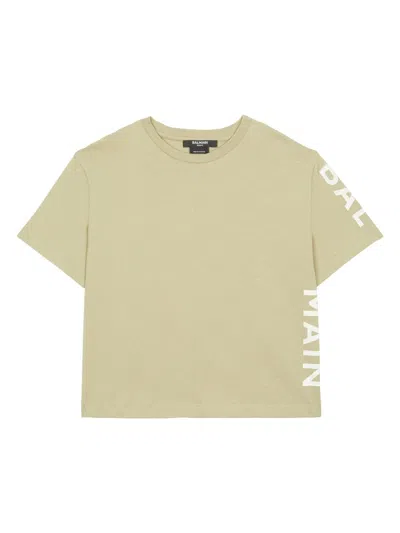 BALMAIN LOGO-PRINT COTTON T-SHIRT