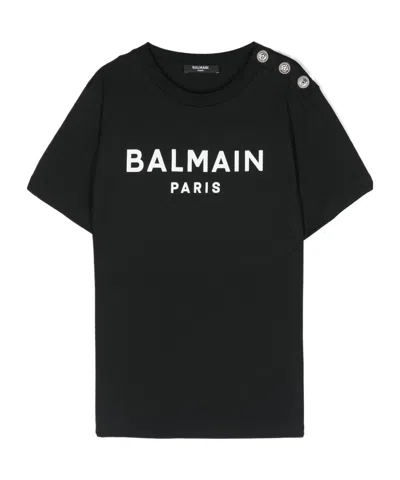 BALMAIN BALMAIN KIDS LOGO PRINTED CREWNECK T-SHIRT