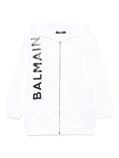 BALMAIN LOGO-STAMP HOODIE