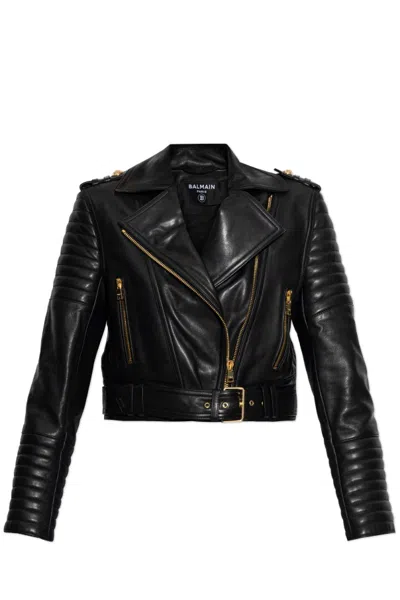 BALMAIN BALMAIN CROPPED LEATHER JACKET