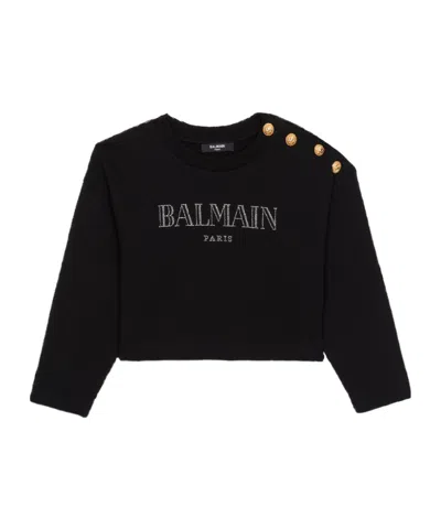 BALMAIN BALMAIN KIDS VINTAGE BALMAIN EMBELLISHED CREWNECK SWEATSHIRT