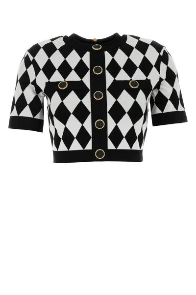 BALMAIN BALMAIN EMBROIDERED VISCOSE BLEND TOP