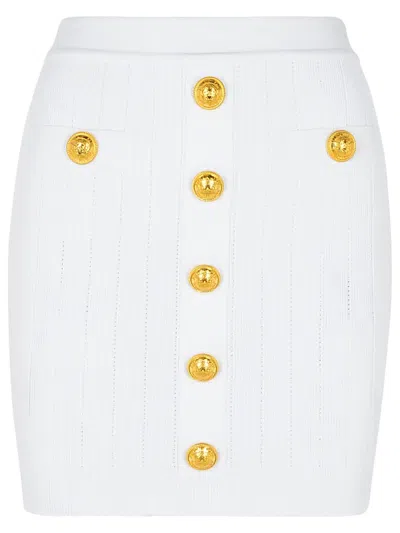 BALMAIN BALMAIN MINI SKIRT IN WHITE VISCOSE BLEND WOMEN