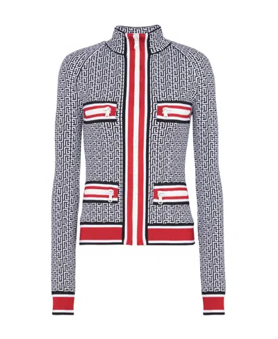 BALMAIN MONOGRAMMED KNIT JACKET