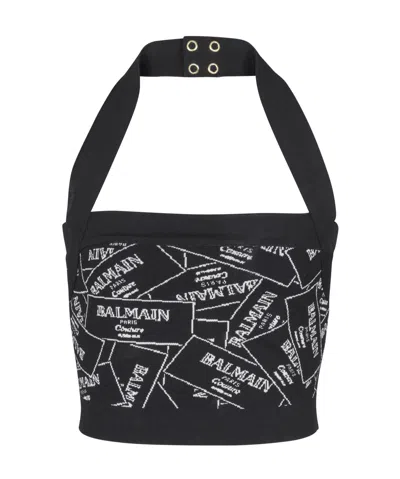 BALMAIN BALMAIN LOGO DETAILED CROPPED TOP