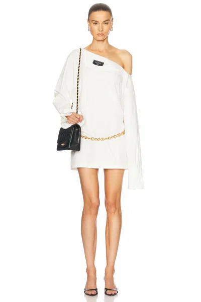 BALMAIN OPEN NECK ASYMMETRIC SHIRT DRESS