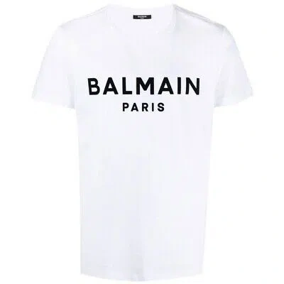 BALMAIN BALMAIN PARIS BOLD BRANDED LOGO WHITE T-SHIRT
