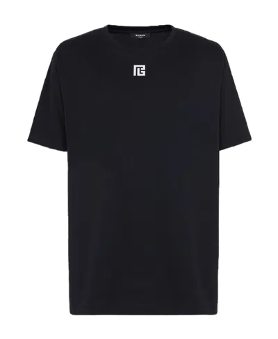 BALMAIN OVERSIZED T-SHIRT IN ECO-RESPONSIBLE COTTON WITH REFLECTIVE BALMAIN MAXI LOGO PRINT