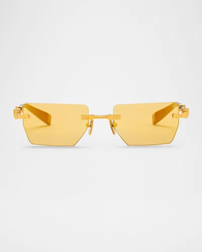 BALMAIN PIERRE TITANIUM RECTANGLE SUNGLASSES