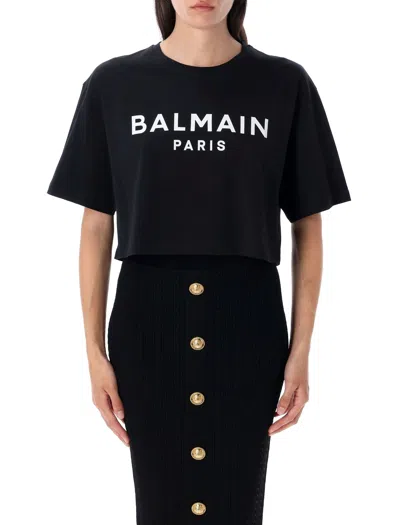 BALMAIN BALMAIN PRINTED LOGO CROPPED T-SHIRT