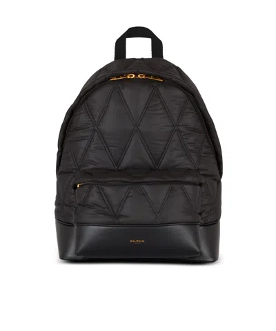 BALMAIN QUILTED NYLON BACKPACK WITH DIAMOND MOTIF