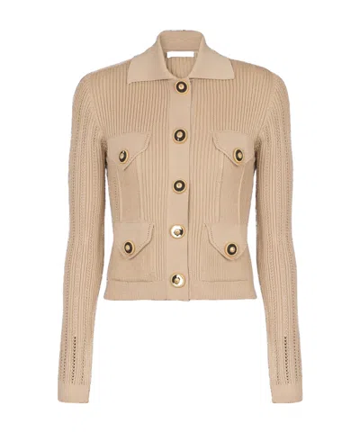 BALMAIN BALMAIN LONG SLEEVED CROPPED KNITTED CARDIGAN