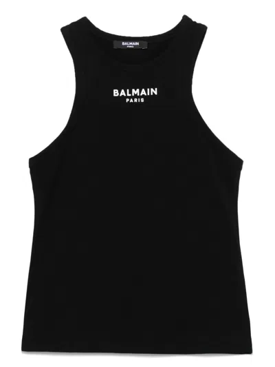 BALMAIN RUBBERISED-LOGO TANK TOP