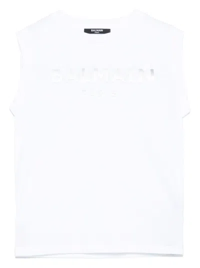 BALMAIN RUBBERISED-LOGO TANK TOP