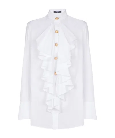 BALMAIN BALMAIN RUFFLED POPLIN SHIRT