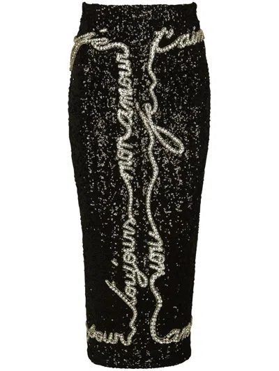 BALMAIN SEQUIN-EMBELLISHED MIDI SKIRT