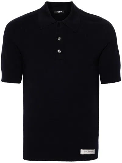 BALMAIN SHORT-SLEEVE MERINO POLO SHIRT