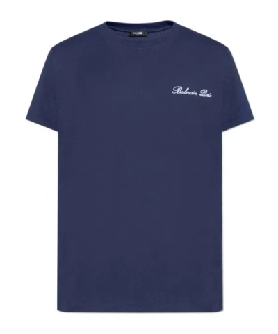 BALMAIN EMBROIDERED-LOGO T-SHIRT