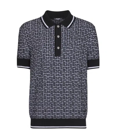 BALMAIN BALMAIN MONOGRAM SHORT-SLEEVE POLO SHIRT
