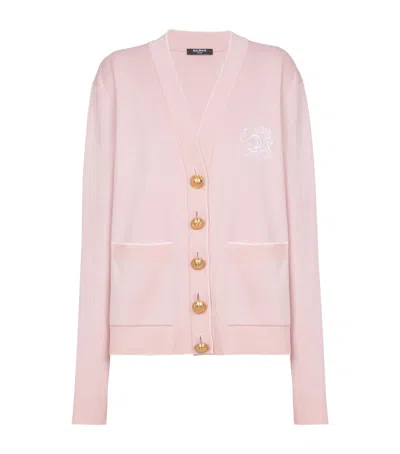 BALMAIN SILK-COTTON EMBROIDERED CARDIGAN