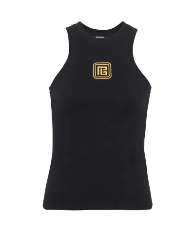 BALMAIN BALMAIN LOGO DETAILED CREW NECK TANK TOP