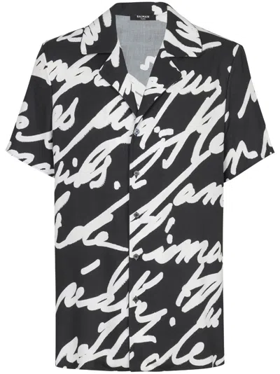 BALMAIN SLOGAN-PRINT SHIRT
