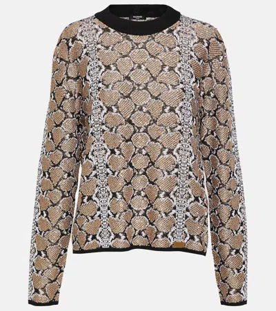 BALMAIN SNAKE-EFFECT JACQUARD SWEATER