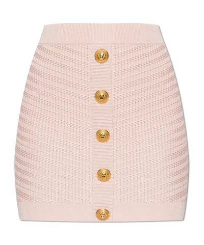 BALMAIN BALMAIN LOGO BUTTON EMBELLISHED MINI SKIRT