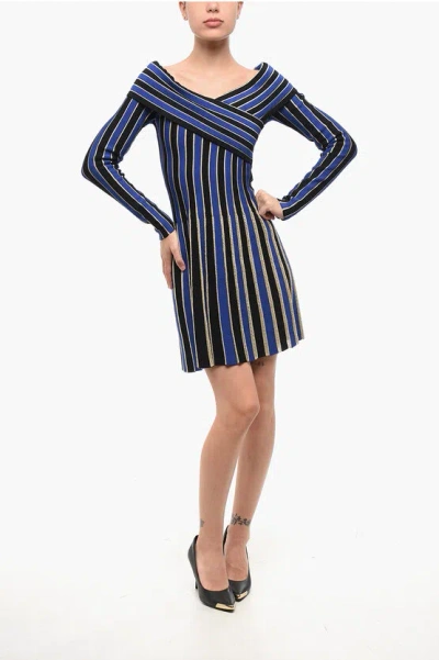 BALMAIN Striped Dress with Lurex Trims