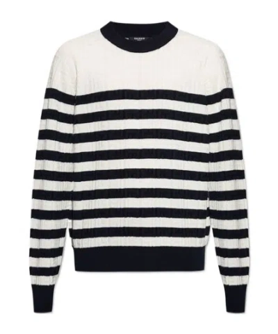BALMAIN BALMAIN STRIPED CREWNECK KNIT SWEATER