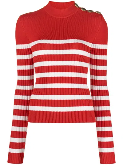 BALMAIN STRIPED ROLL-NECK JUMPER
