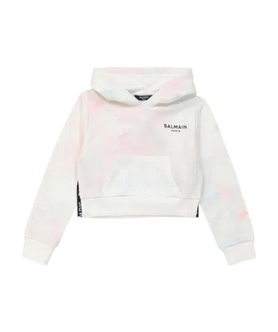 BALMAIN TEEN TIE-DYE COTTON HOODIE
