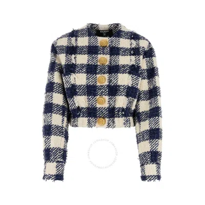 BALMAIN BALMAIN TWEED CROP BOMBER JACKET