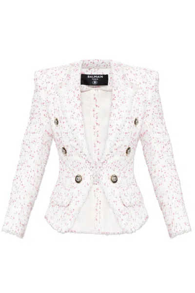 BALMAIN BALMAIN BUTTON EMBELLISHED TWEED JACKET