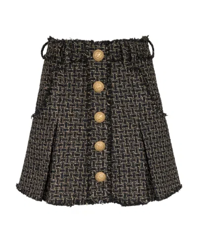BALMAIN BALMAIN LUREX TWEED PLEATED SKIRT