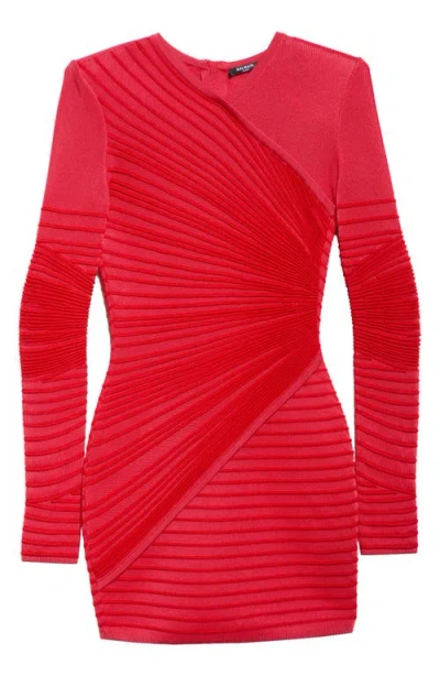 BALMAIN BALMAIN TWO-TONE LONG SLEEVE KNIT MINIDRESS