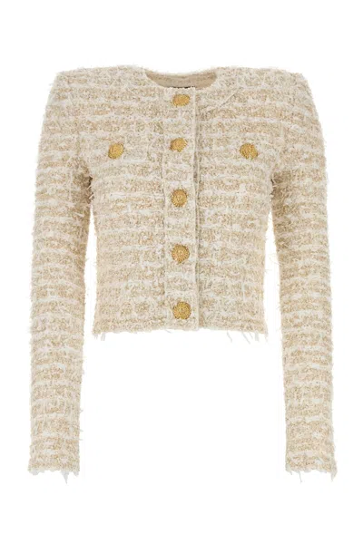 BALMAIN TWO-TONE TWEED BLAZER