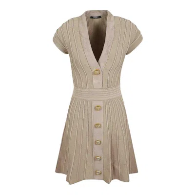 BALMAIN BALMAIN V-NECK RIBBED MINI DRESS