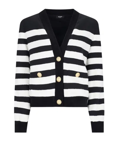 BALMAIN BALMAIN V-NECK STRIPED CARDIGAN