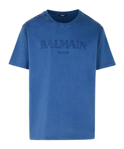 BALMAIN BALMAIN LOGO EMBROIDERED CREWNECK T-SHIRT