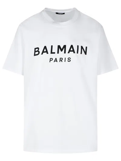 BALMAIN BALMAIN WHITE COTTON T-SHIRT MEN