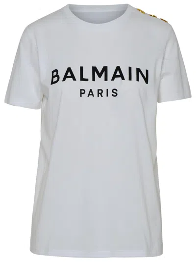 BALMAIN BALMAIN WHITE COTTON T-SHIRT WOMEN