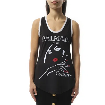 BALMAIN WOMEN'S BEAUTY PRINT JERSEY & MUSLIN TOP