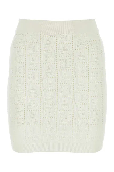 BALMAIN BALMAIN WOMEN IVORY VISCOSE BLEND MINI SKIRT