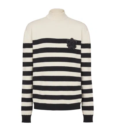 BALMAIN WOOL-CASHMERE STRIPE MARINIERE SWEATER