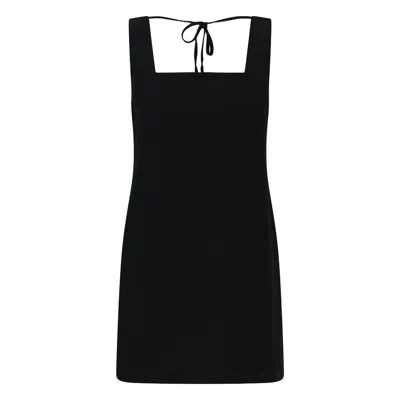 BALOU WOMEN'S BLACK LINEN SLIP-ON MINI DRESS