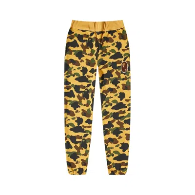 BAPE BAPE 1ST CAMO APE HEAD PATCHED SWEATPANTS 'YELLOW' | MEN'S SIZE XL