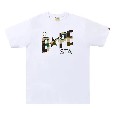 BAPE BAPE 1ST CAMO BAPE STA LOGO TEE 'WHITE/YELLOW'