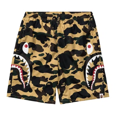 BAPE BAPE 1ST CAMO SIDE SHARK BEACH SHORTS 'YELLOW'